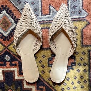 Zara Beige Woven Mules